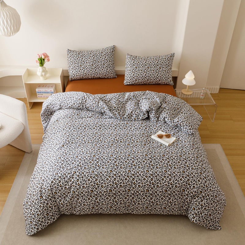 Cottonight Leopard Comforter Set Full Animal Cheetah Print Bedding Set 3 Pieces Leopard Print Comforter Fluffy Soft Bedding Set Kids Teens Full Comforter with 2 Pillowcases - Image 4